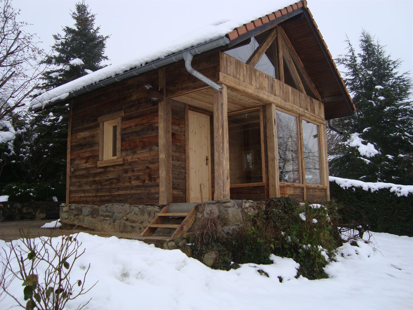 Chalet neige baie vitrée